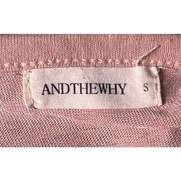 AndTheWhy Round Neck Colorblock Pink Long Sleeve T-Shirt Small - Picture 5 of 6